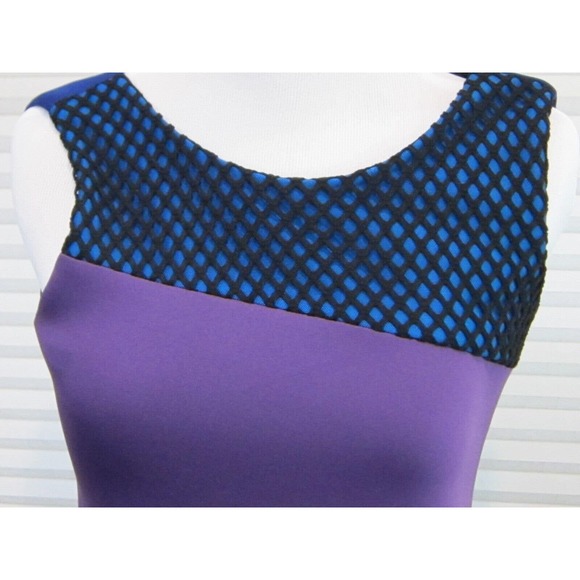 Zoe LTD Girls Size 12 Color Block A-Line Dress Scuba Knit Purple Blue Party WOW! - Picture 2 of 6